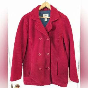 Vintage LL Bean Polartec Fleece Pea Coat XS Vegan
